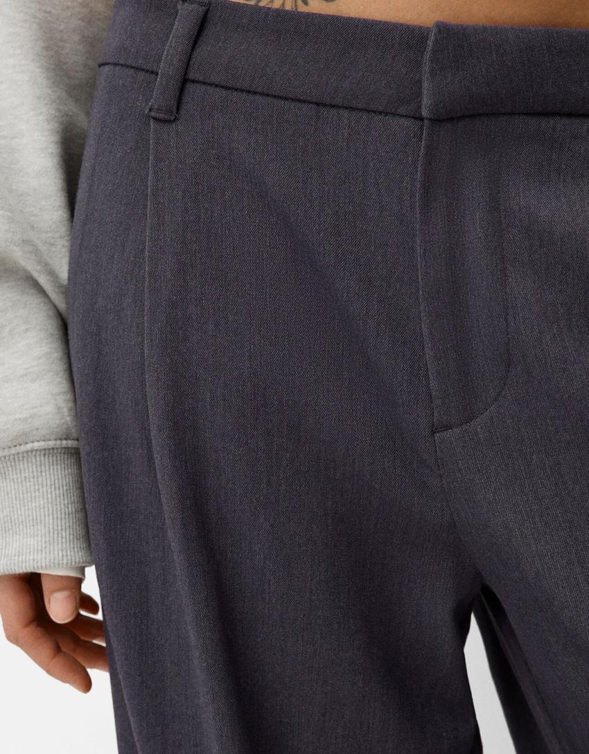 Low waist baggy pantolon-Koyu gri-4