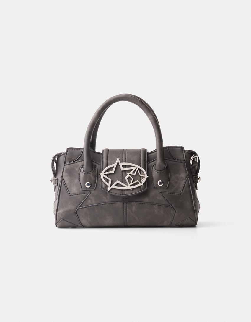 Mala a tiracolo multiposições pormenor-Preto-4