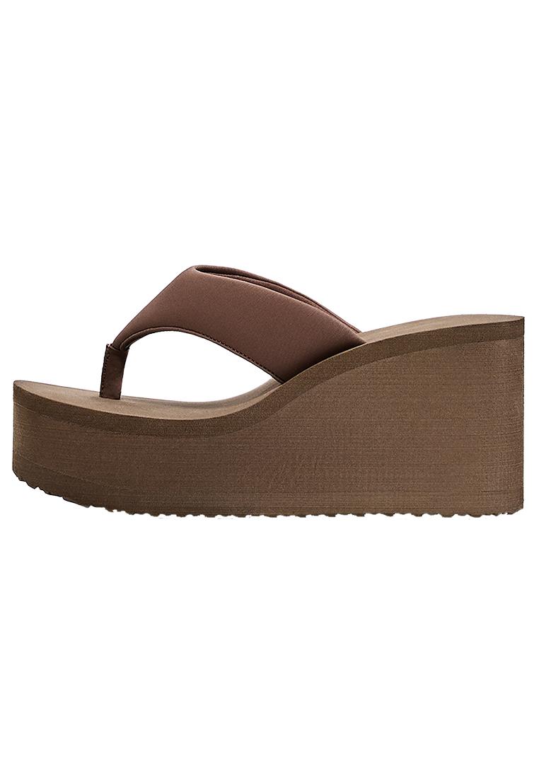Thong heeled platform sandals — TAUPE