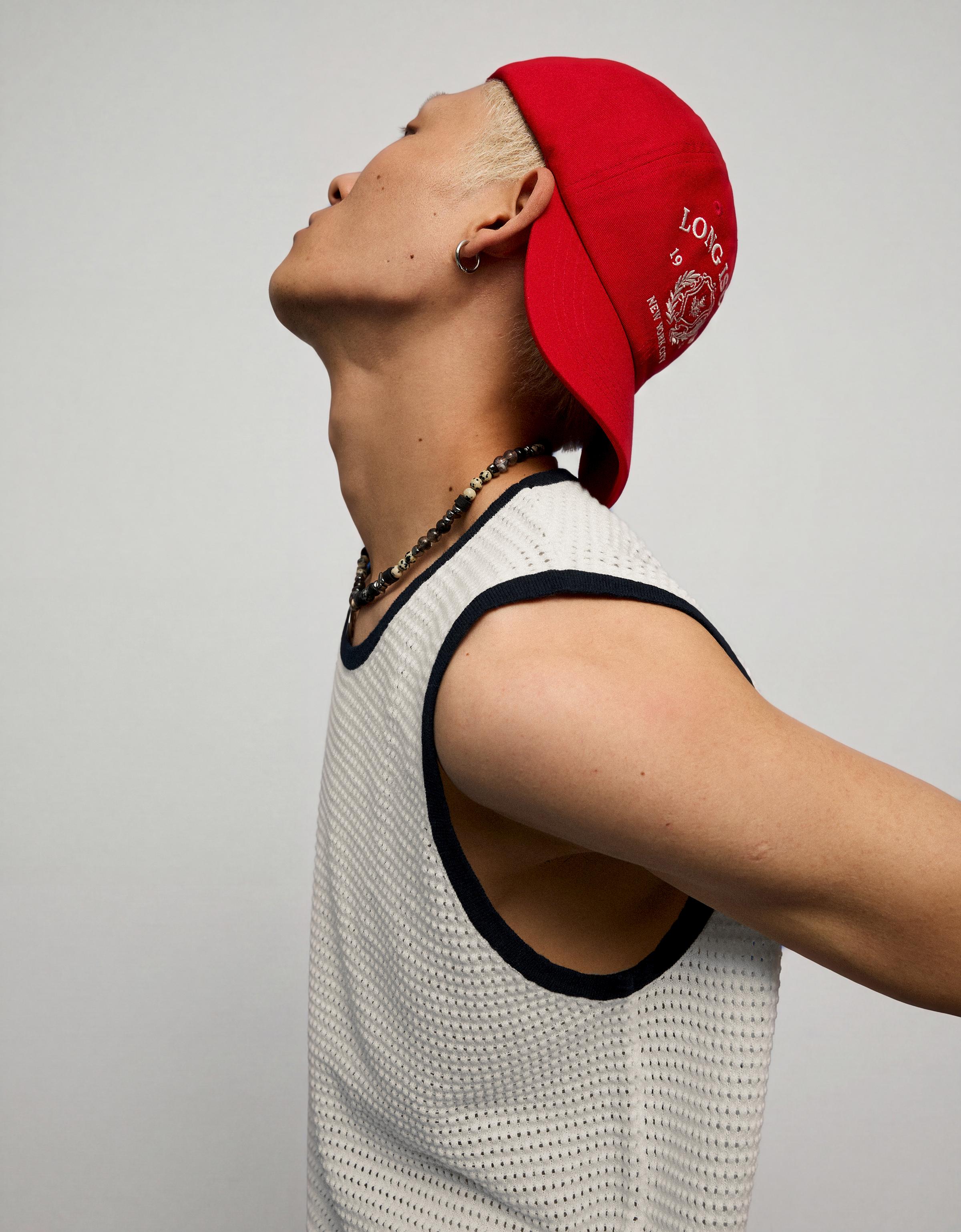 Contrast mesh vest top — Off white