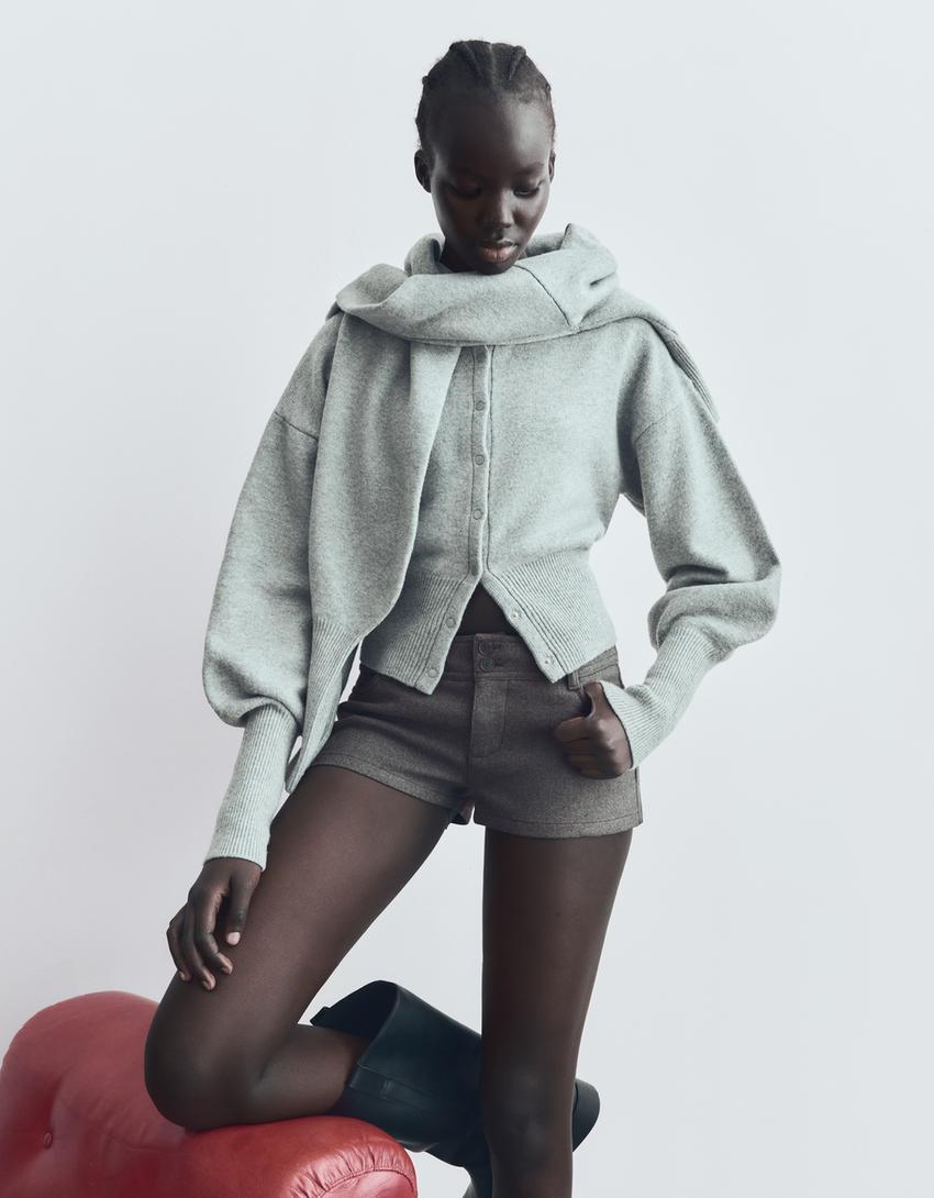 Mini-short en laine-Gris