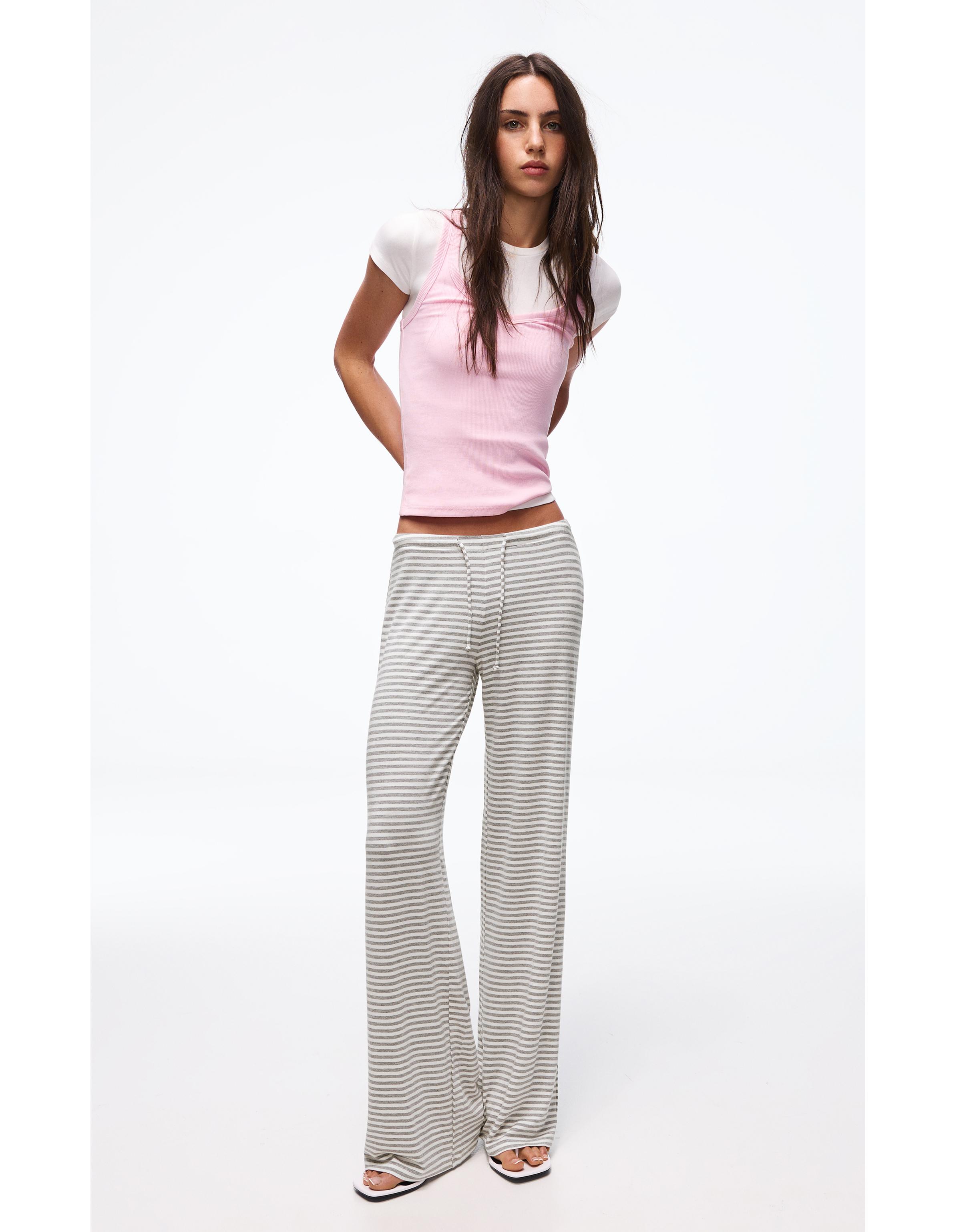 Çizgili baskılı straight fit pantolon - Görsel 52