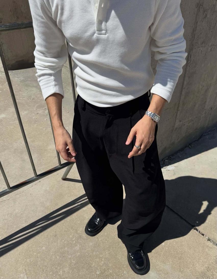 Super baggy tailored trousers-Black