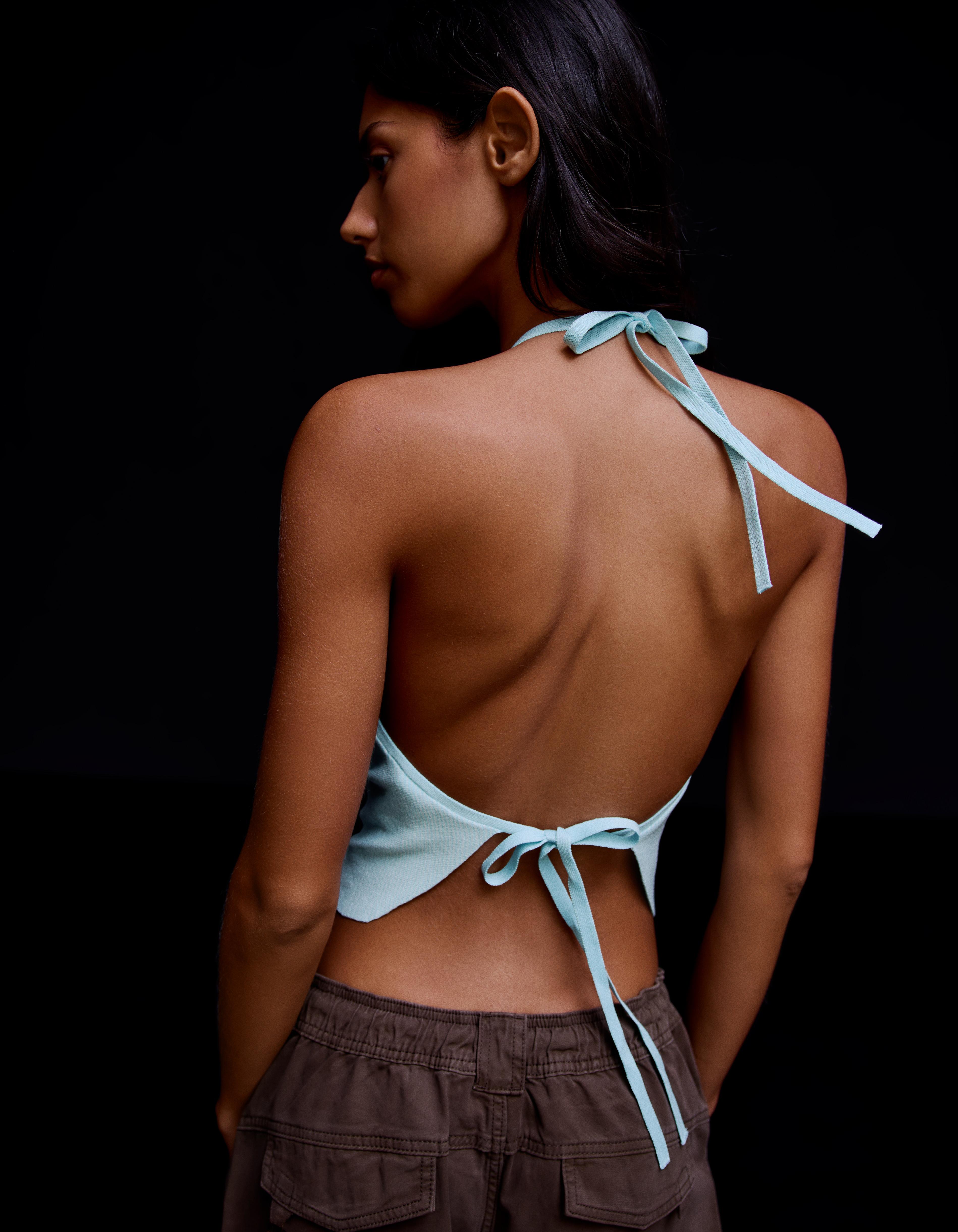 Draped halter top