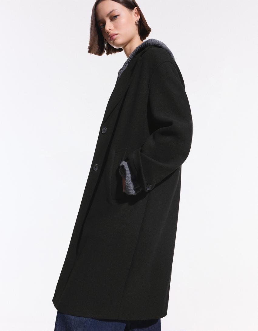 Manteau long doux-Noir