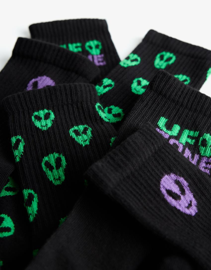 Pack 3 pares de meias estampado-Preto
