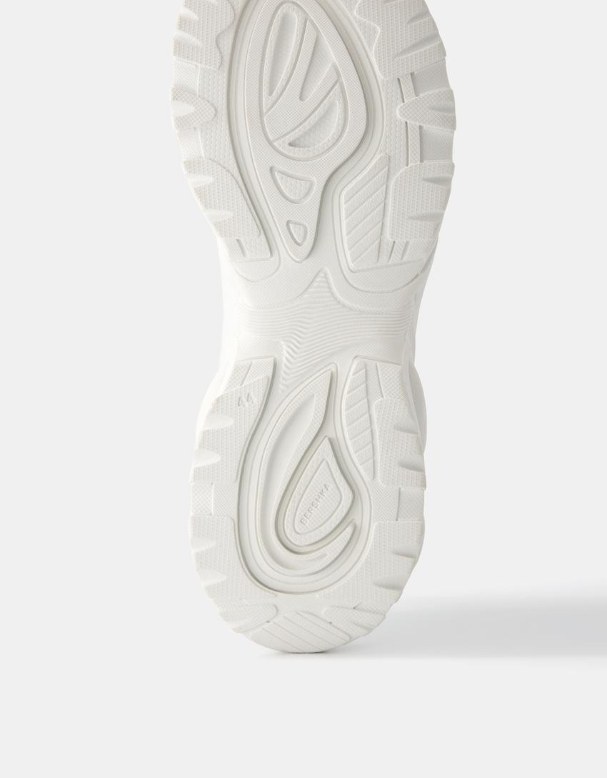 حذاء رياضي رجالي بدون أربطة بقطع تقنية-أبيض-2