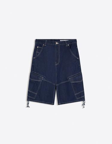 Denim cargo parachute Bermuda shorts — Navy 4