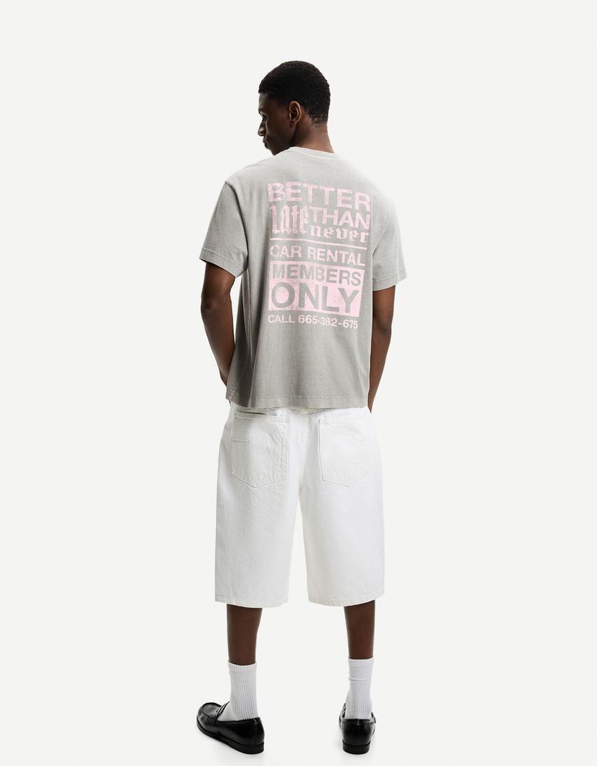 Short sleeve T-shirt with print-Dark grey-1