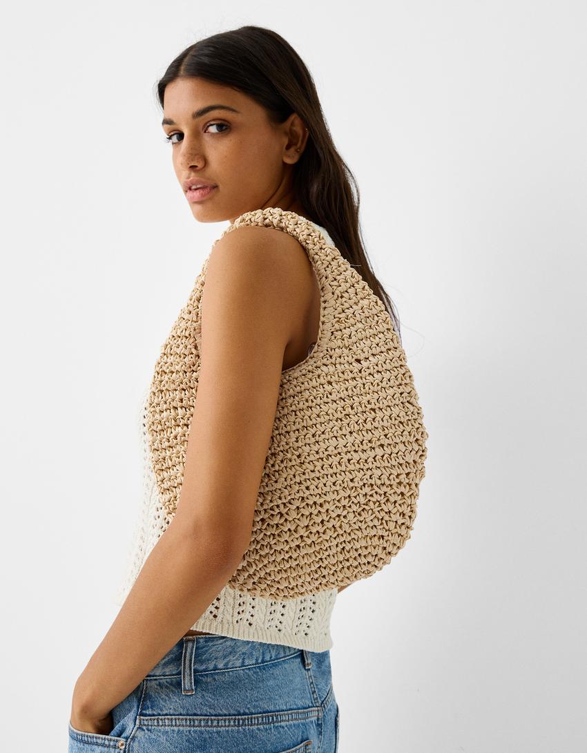 Raffia handbag-Cream-1