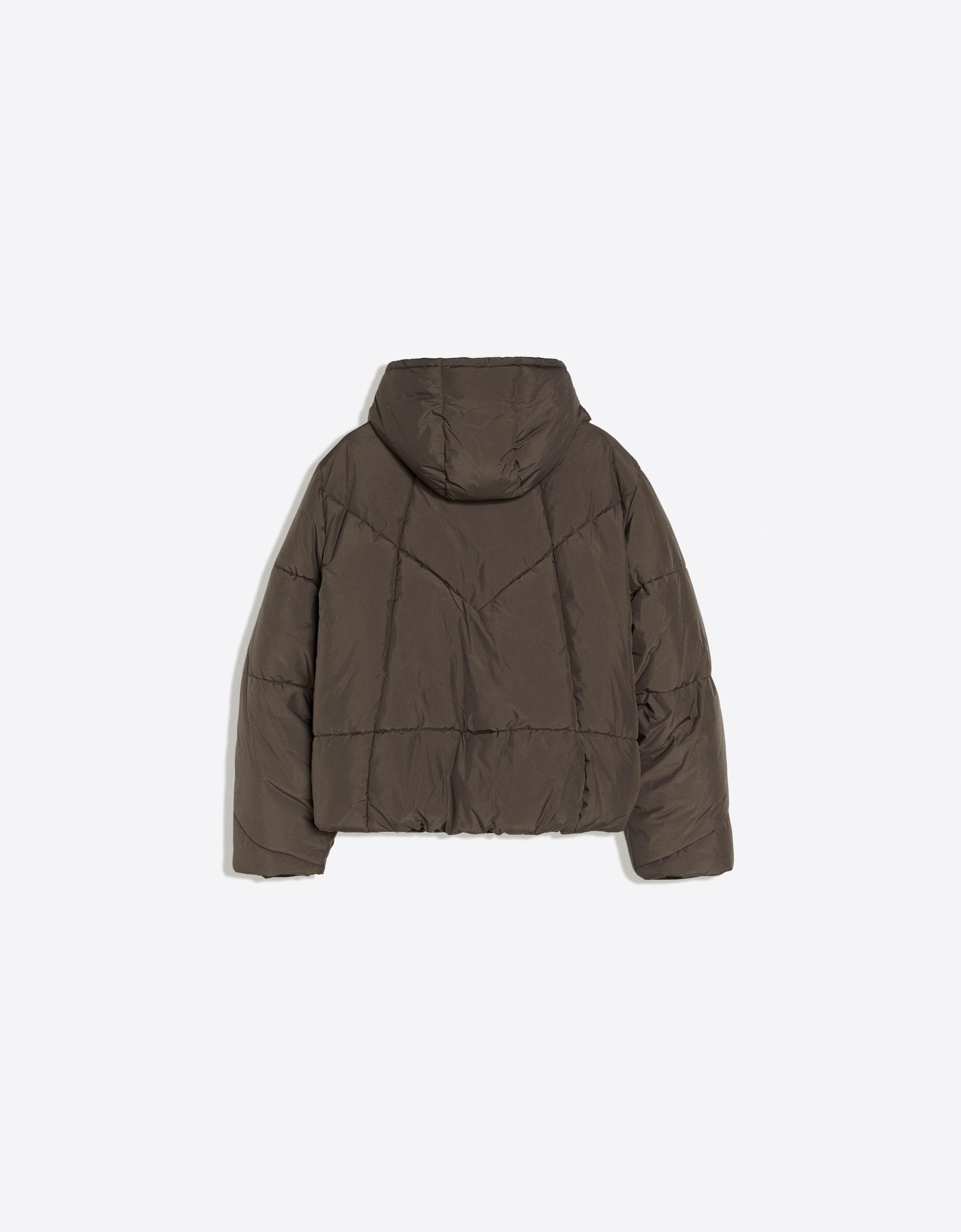 Hooded puffer jacket — Sand