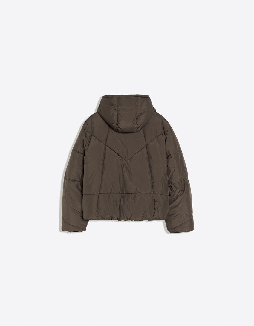 Gesteppte Jacke mit Kapuze-Nerzfarbe