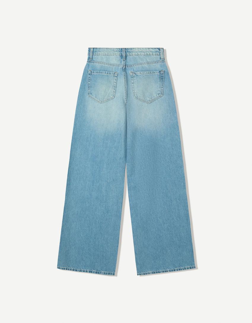 Wide-leg jeans-Light blue