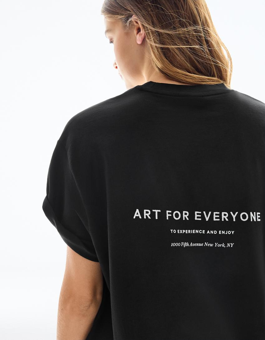 Tričko s krátkym rukávom The Met s potlačou-Čierna