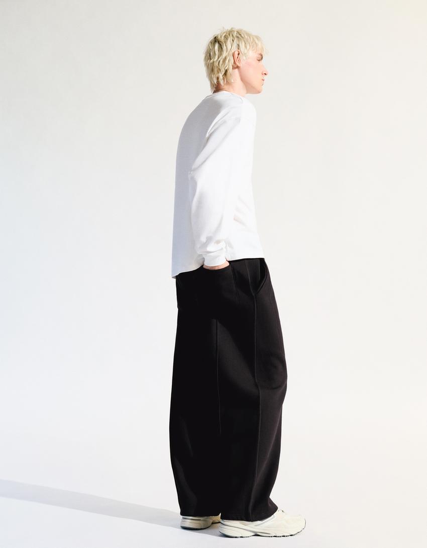 Pantaloni super baggy fit-Nero