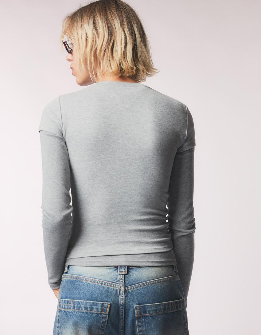 Kortærmet T-shirt med rund hals-Grå