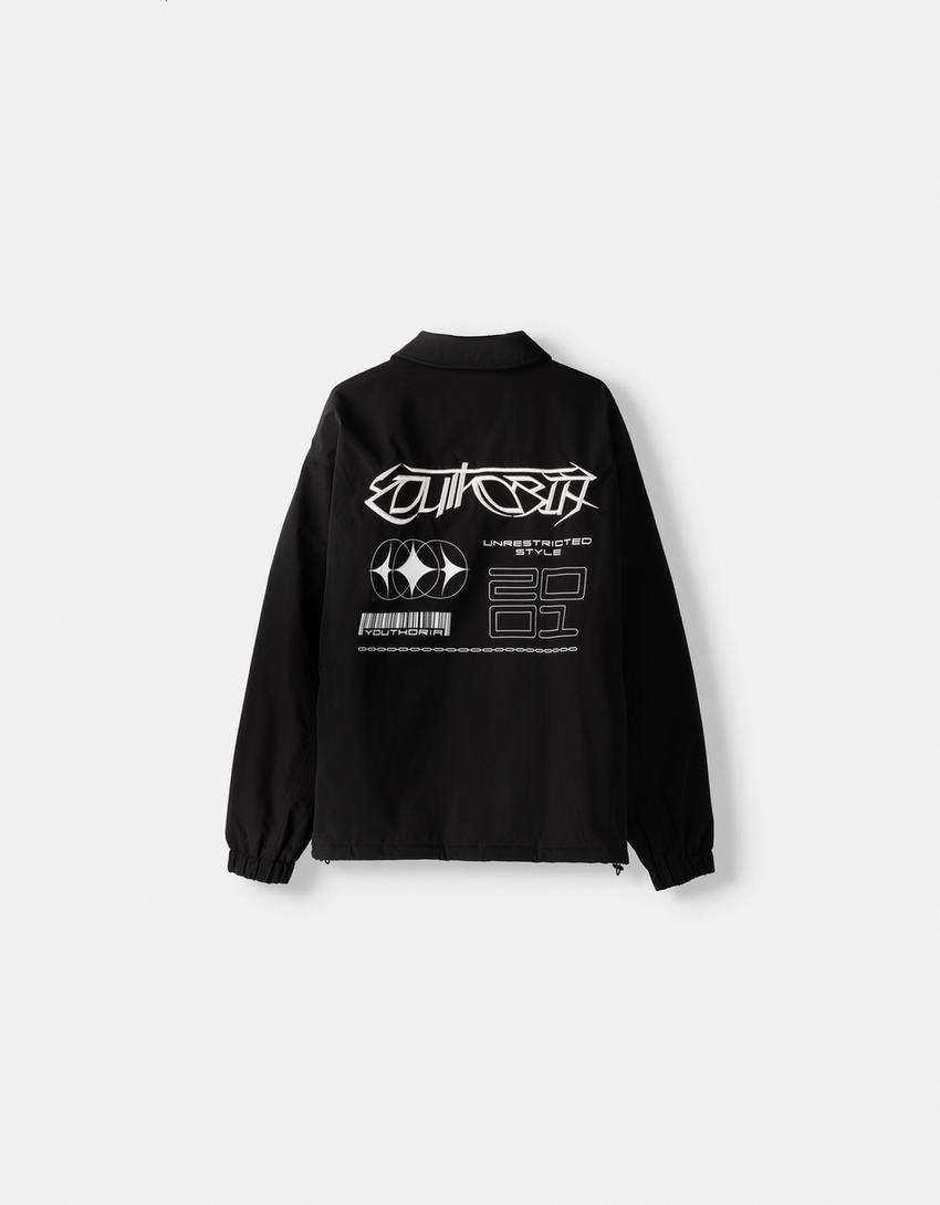 جاكيت تقني نايلون بطبعة-أسود-5