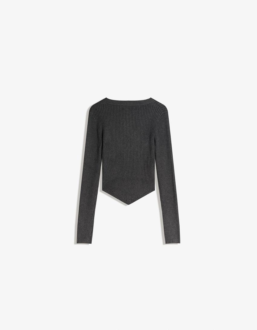 Gerippter Cardigan-Dunkelgrau