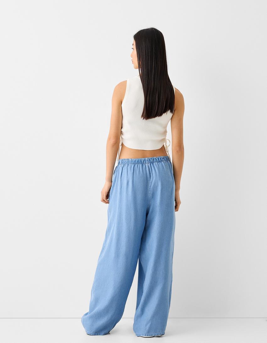 Lyocell culotte jeans-Light blue-2