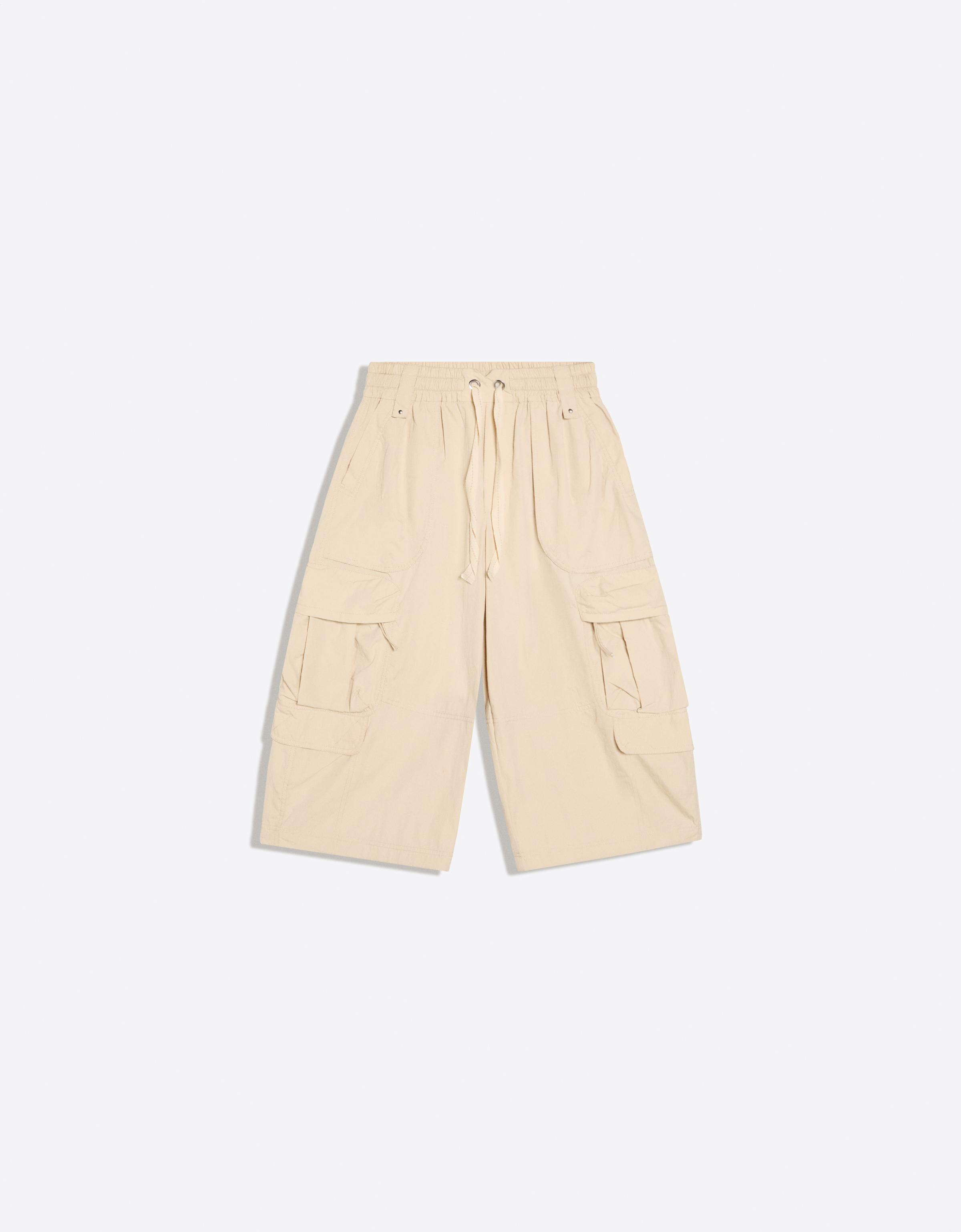 MARINA SENA technical cargo jort Bermuda shorts — Beige