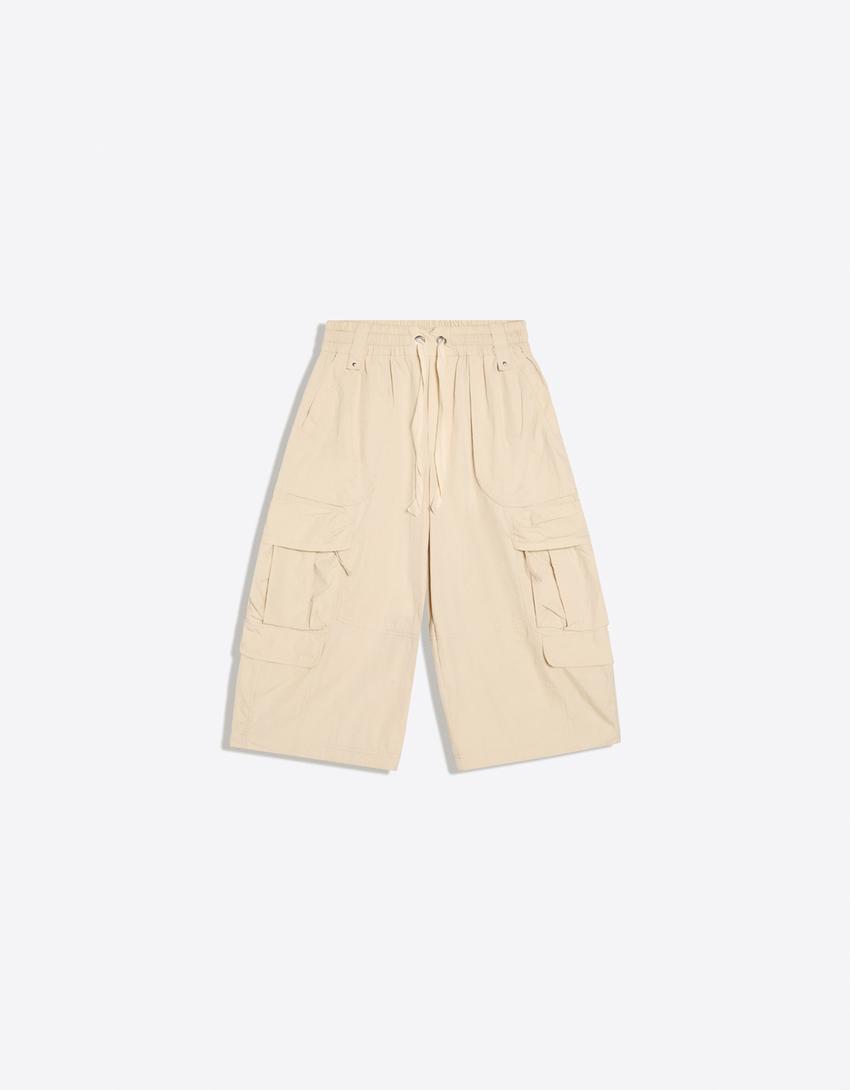 MARINA SENA technical cargo jorts-Beige