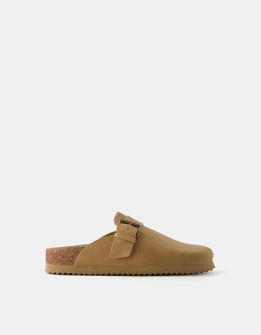Men's clogs with buckle detail-TAUPE-0
