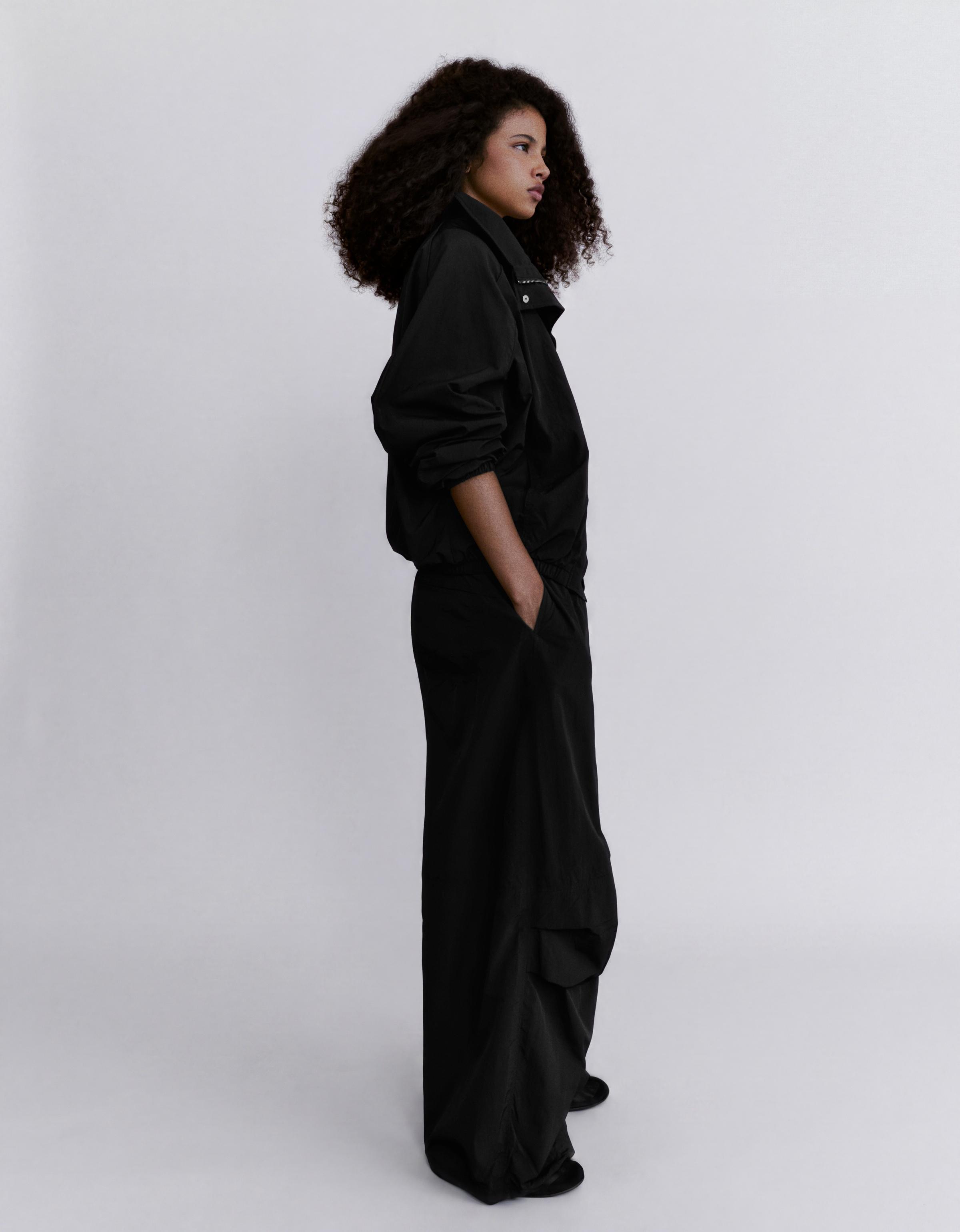 Oversize nylon batwing sleeve jacket — Black