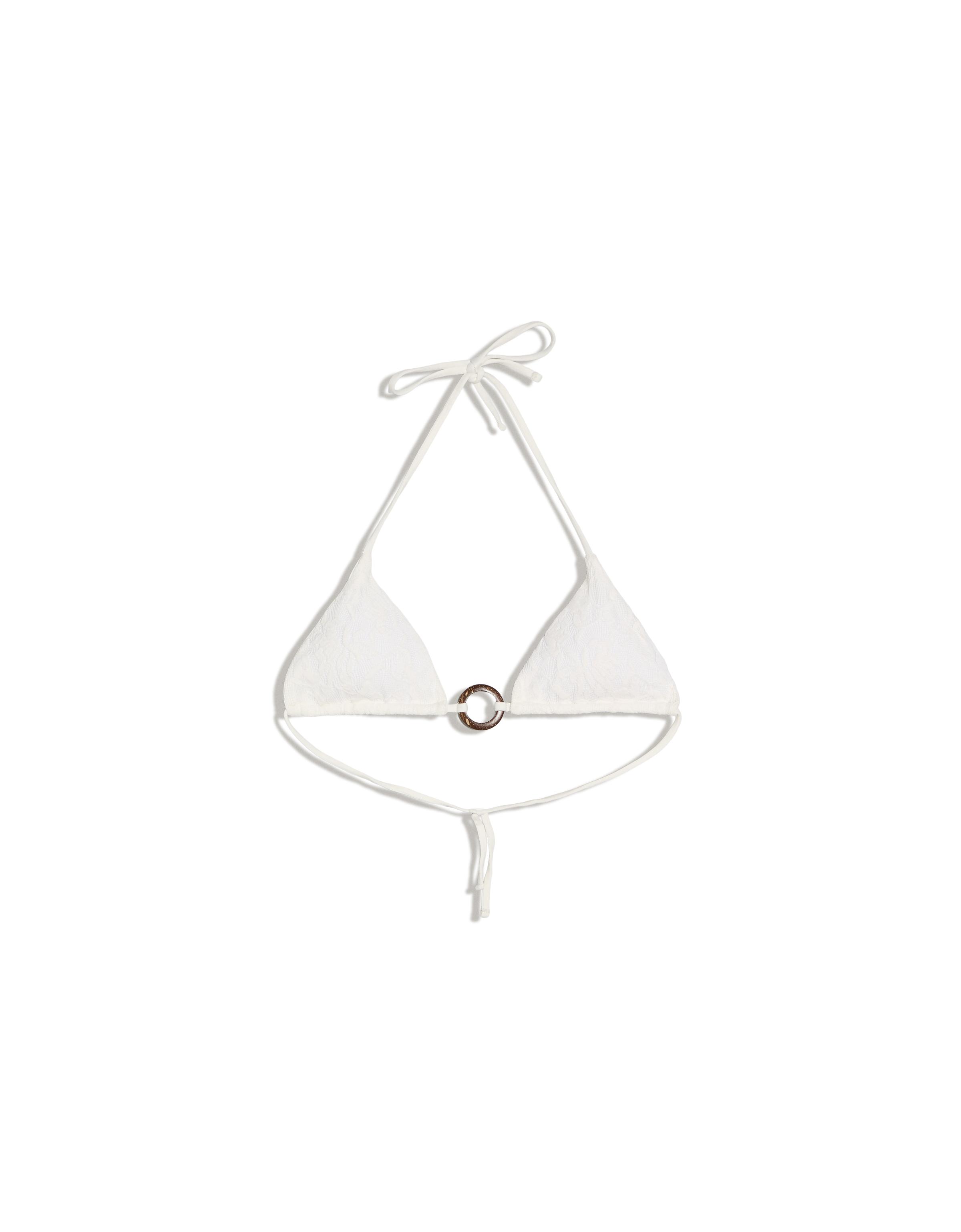 Lace triangle bikini top — Cream