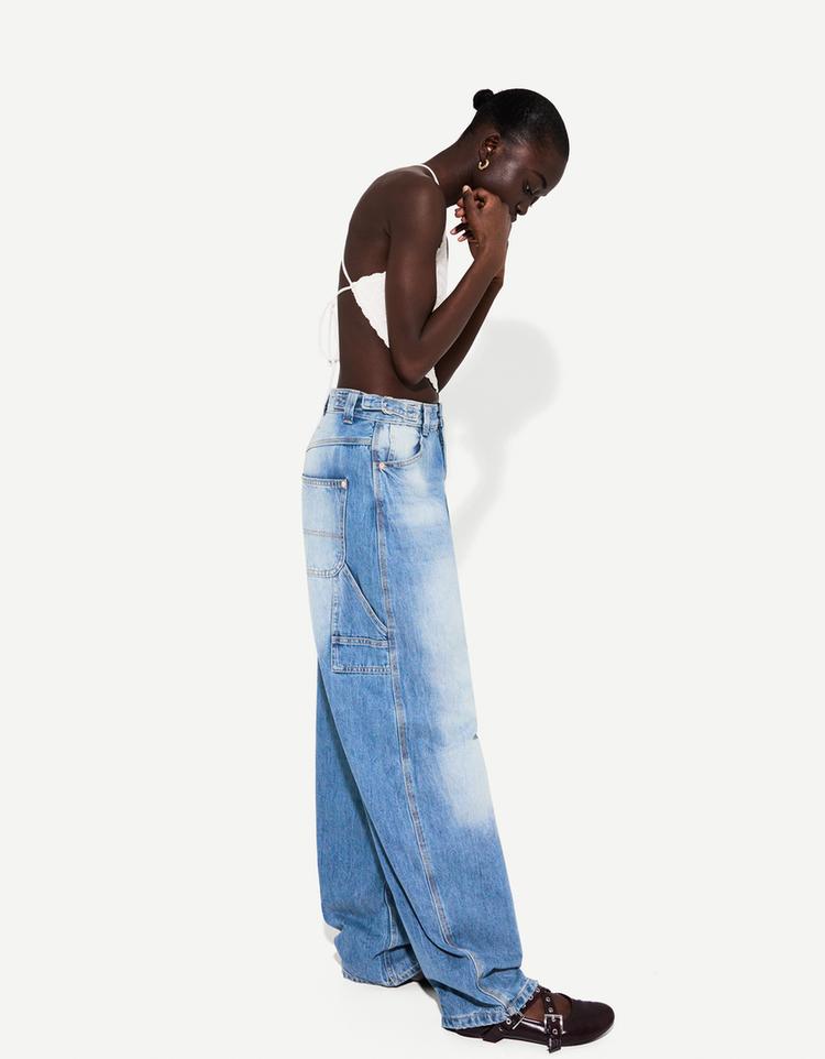Ayarlanabilir balloon fit carpenter jean