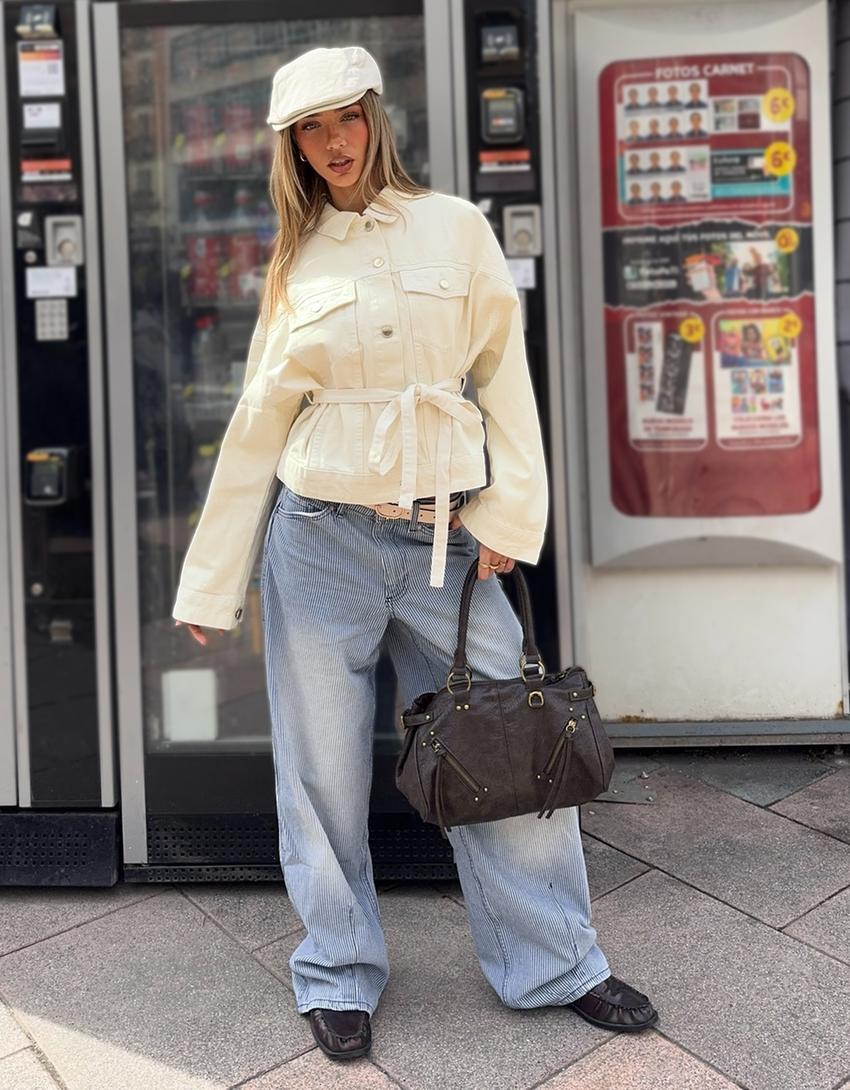 Veste en jean oversize-Écru