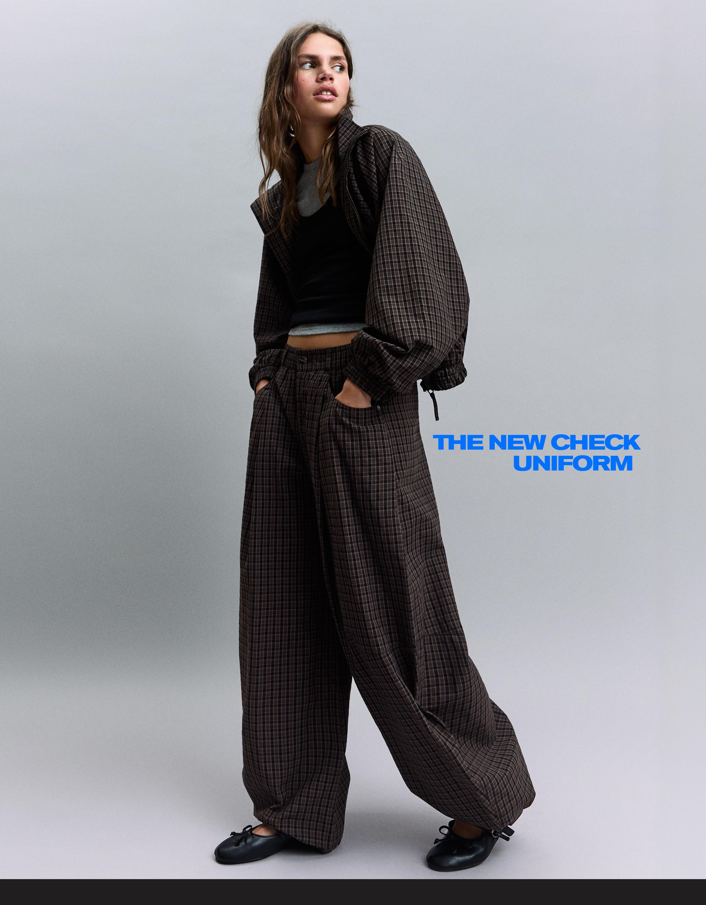 Kareli paraşüt pantolon