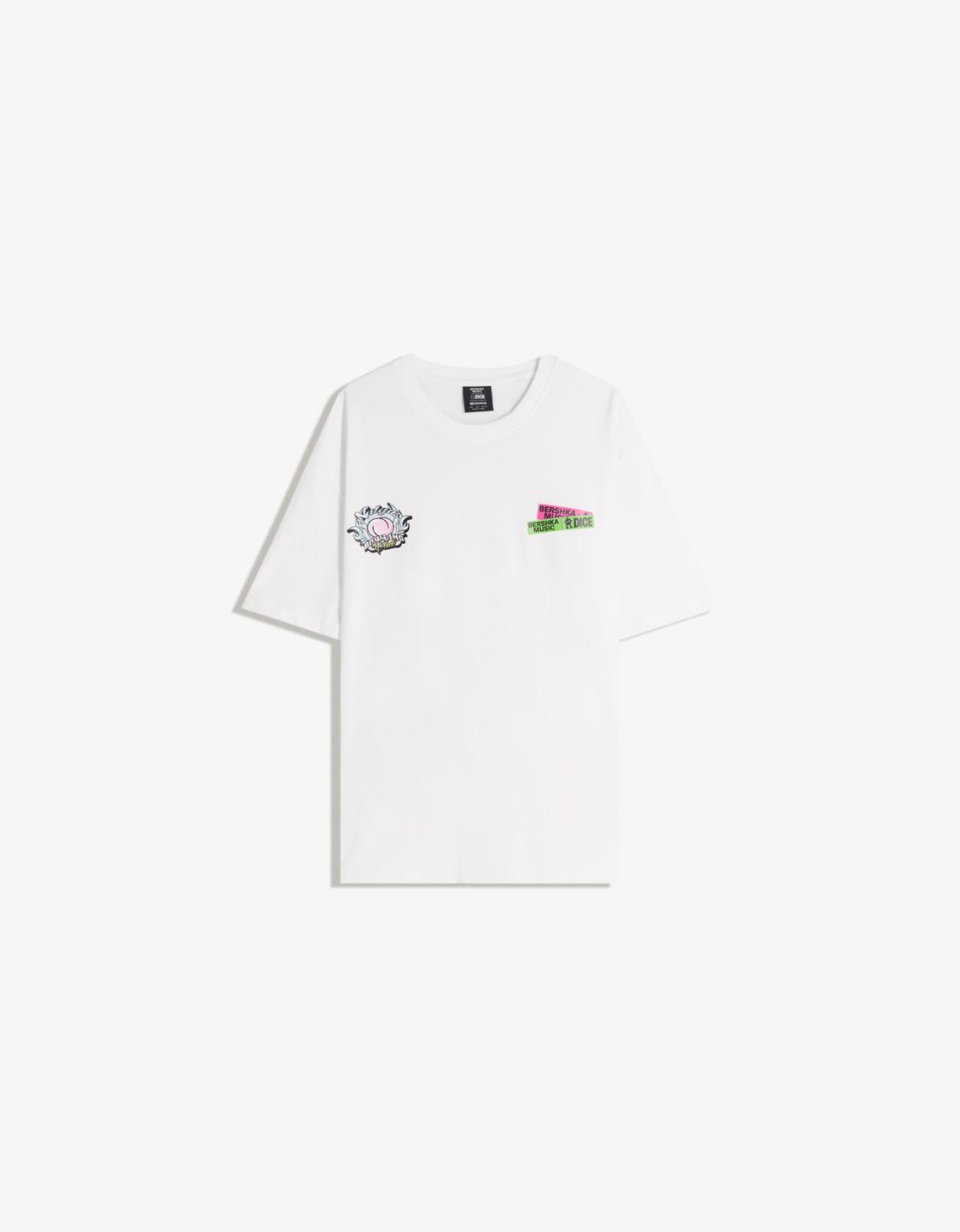 Majica Bershka Music sa printom i kratkim rukavima