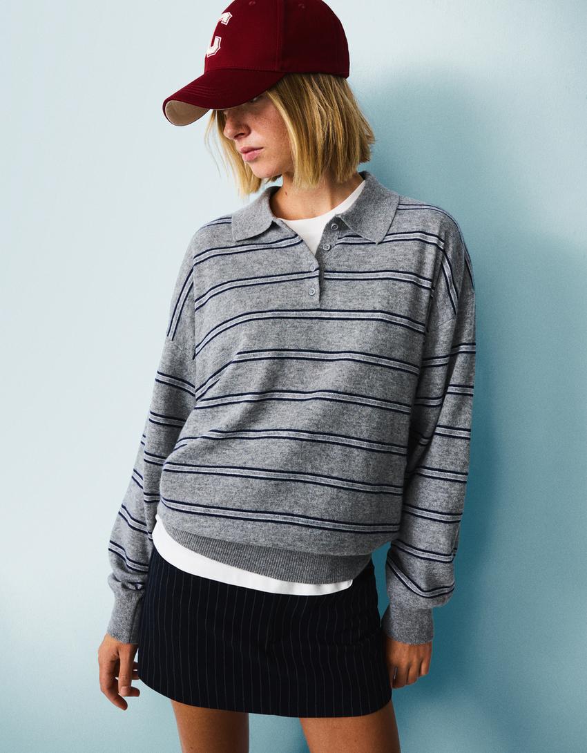 Pull col polo-Gris-2