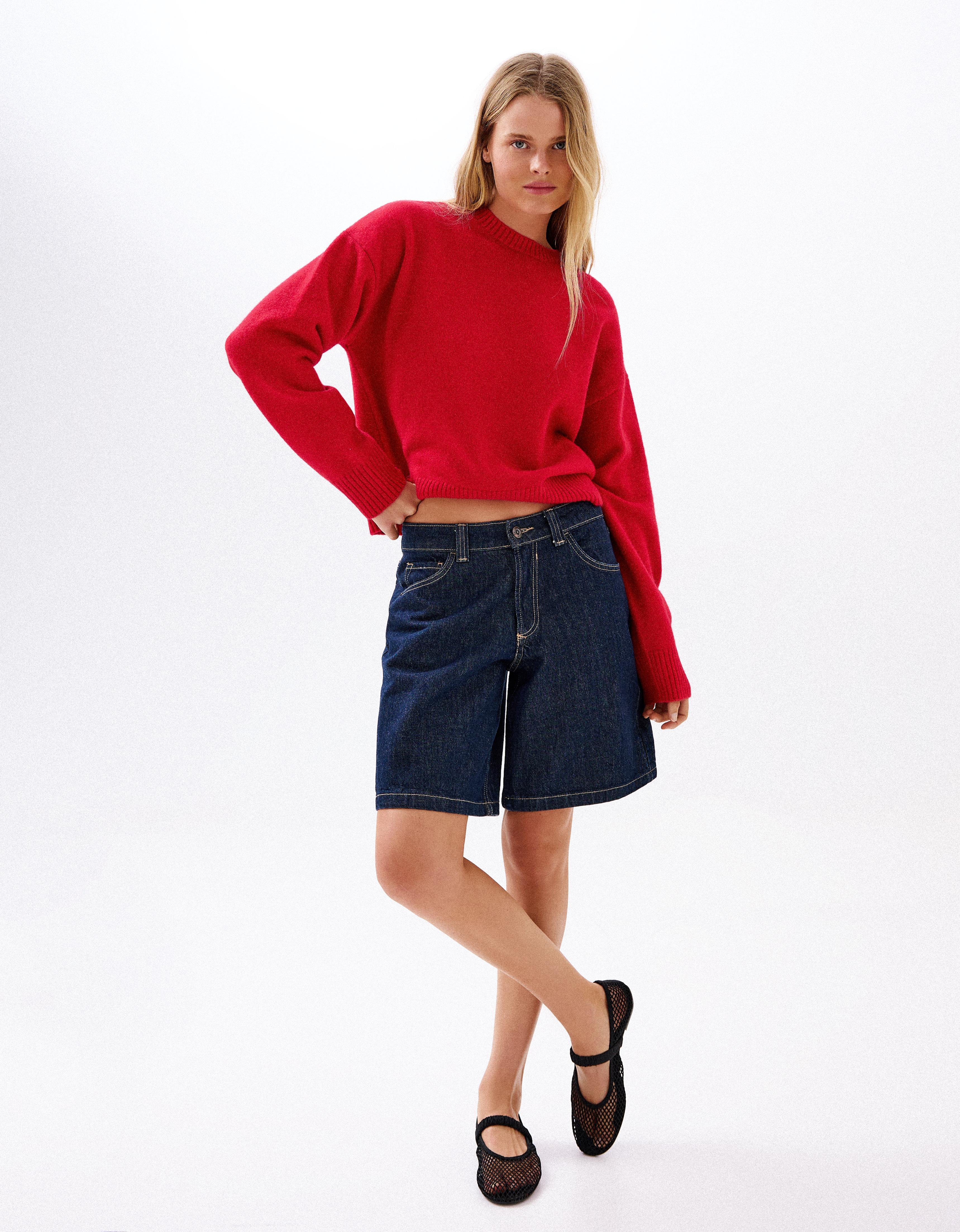 Round neck jumper — Red