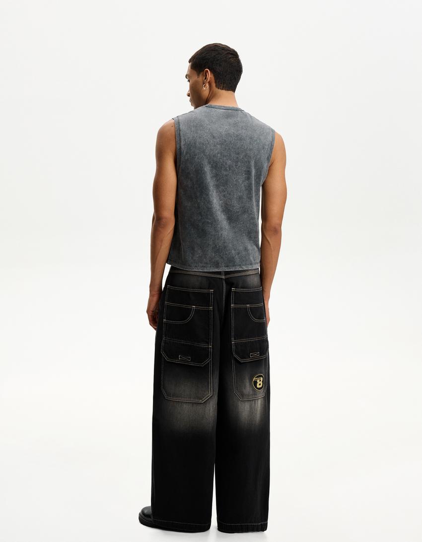 Tanktop med print-Grå-1