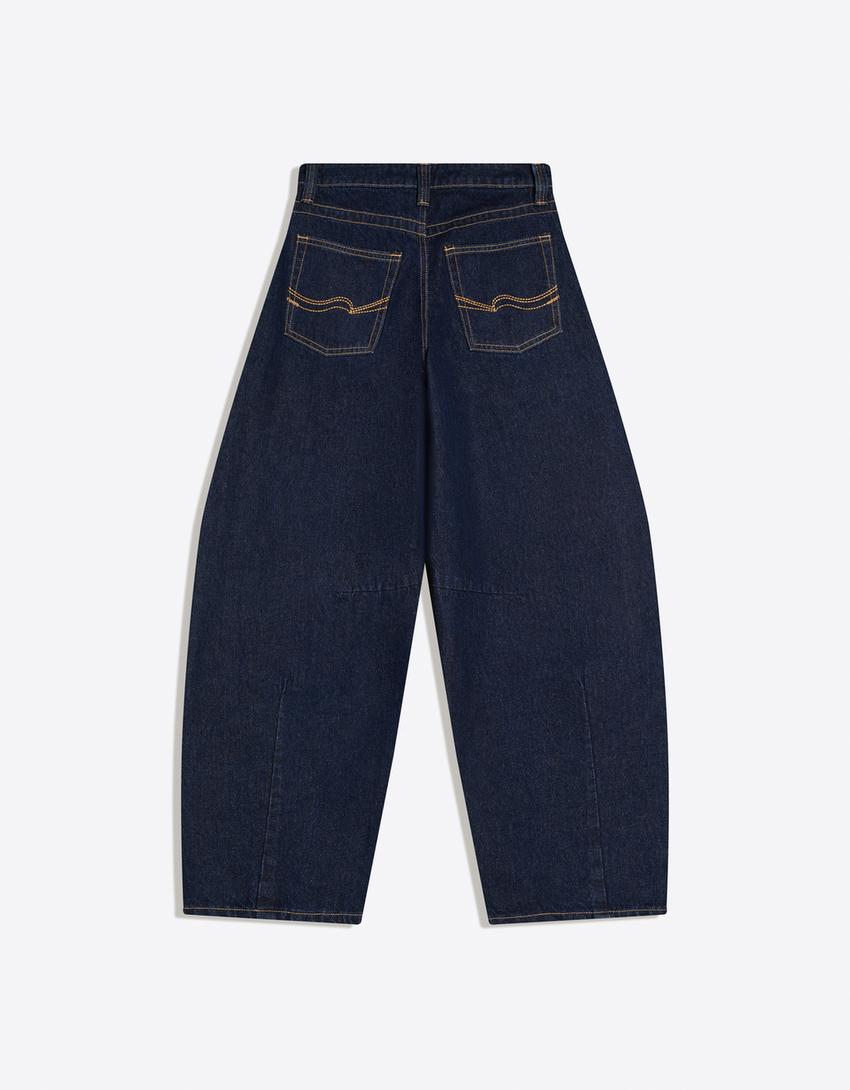 Loose fit jeans med lav talje-Marineblå