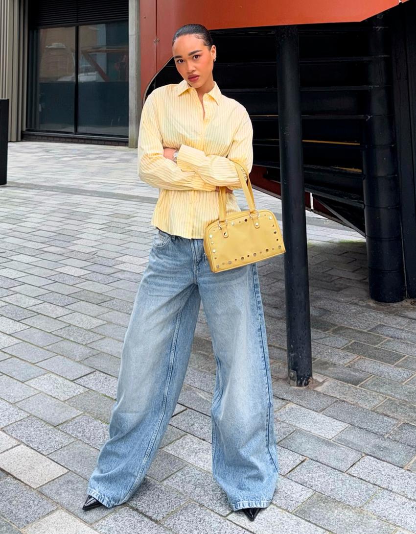 Low-rise boyfriend jeans-Light blue