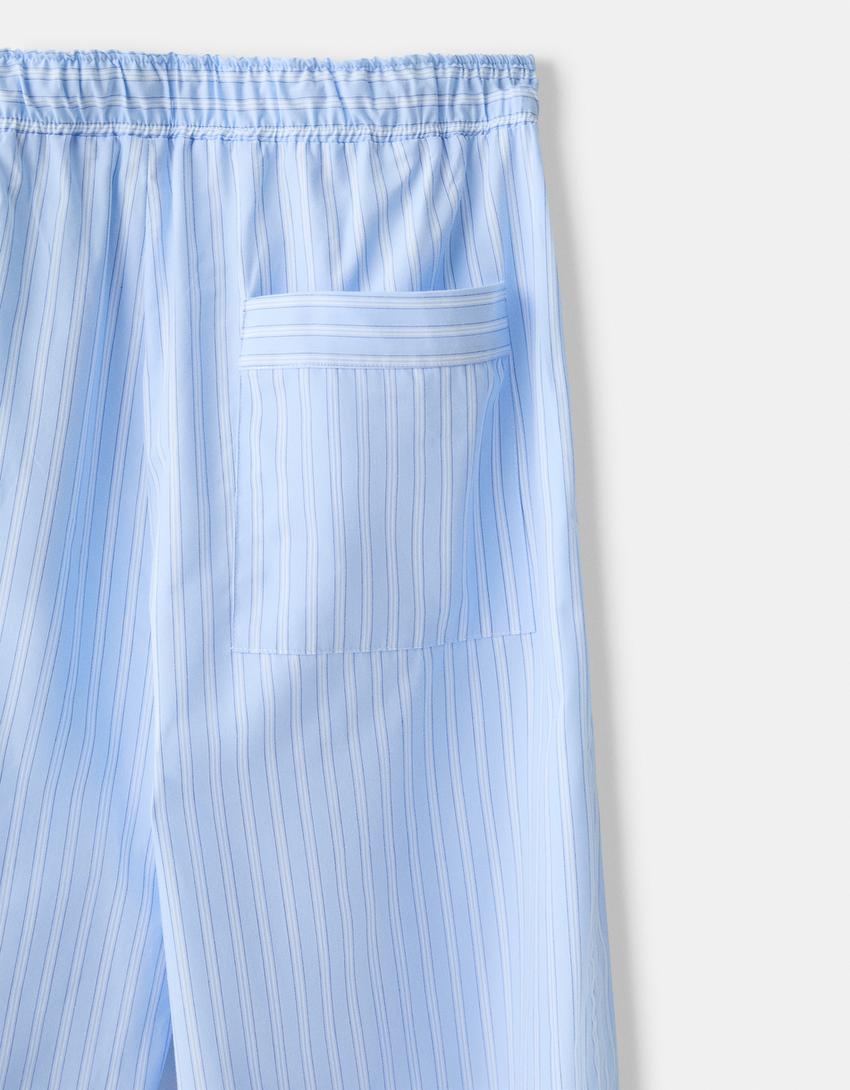 Pantalon baggy jogging rayures-Bleu clair-2