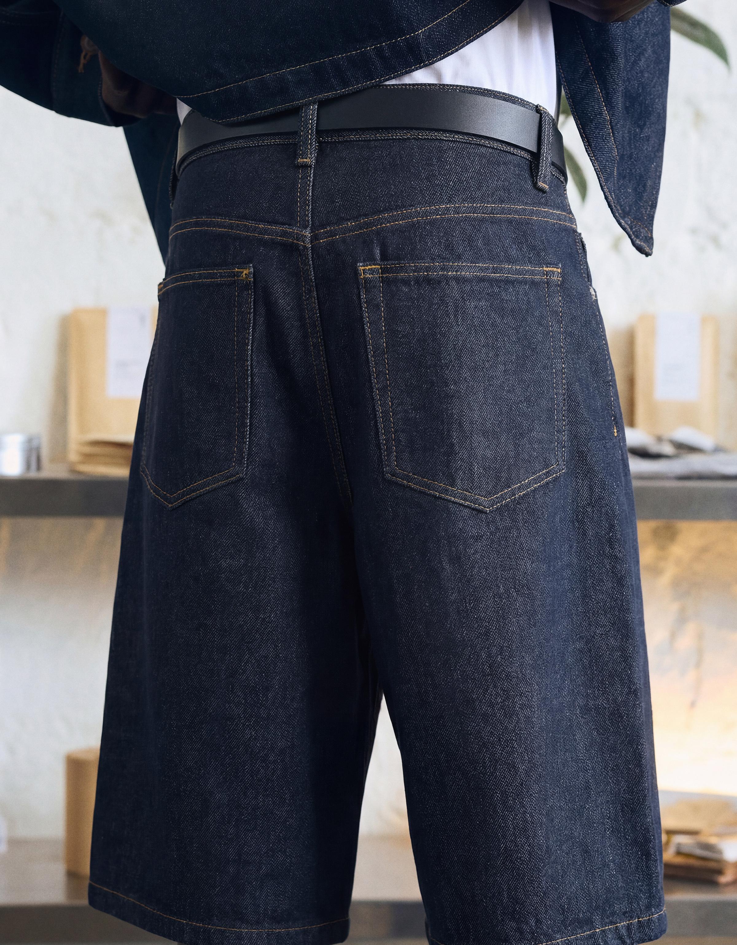 Baggy fit denim bermuda - Görsel 40