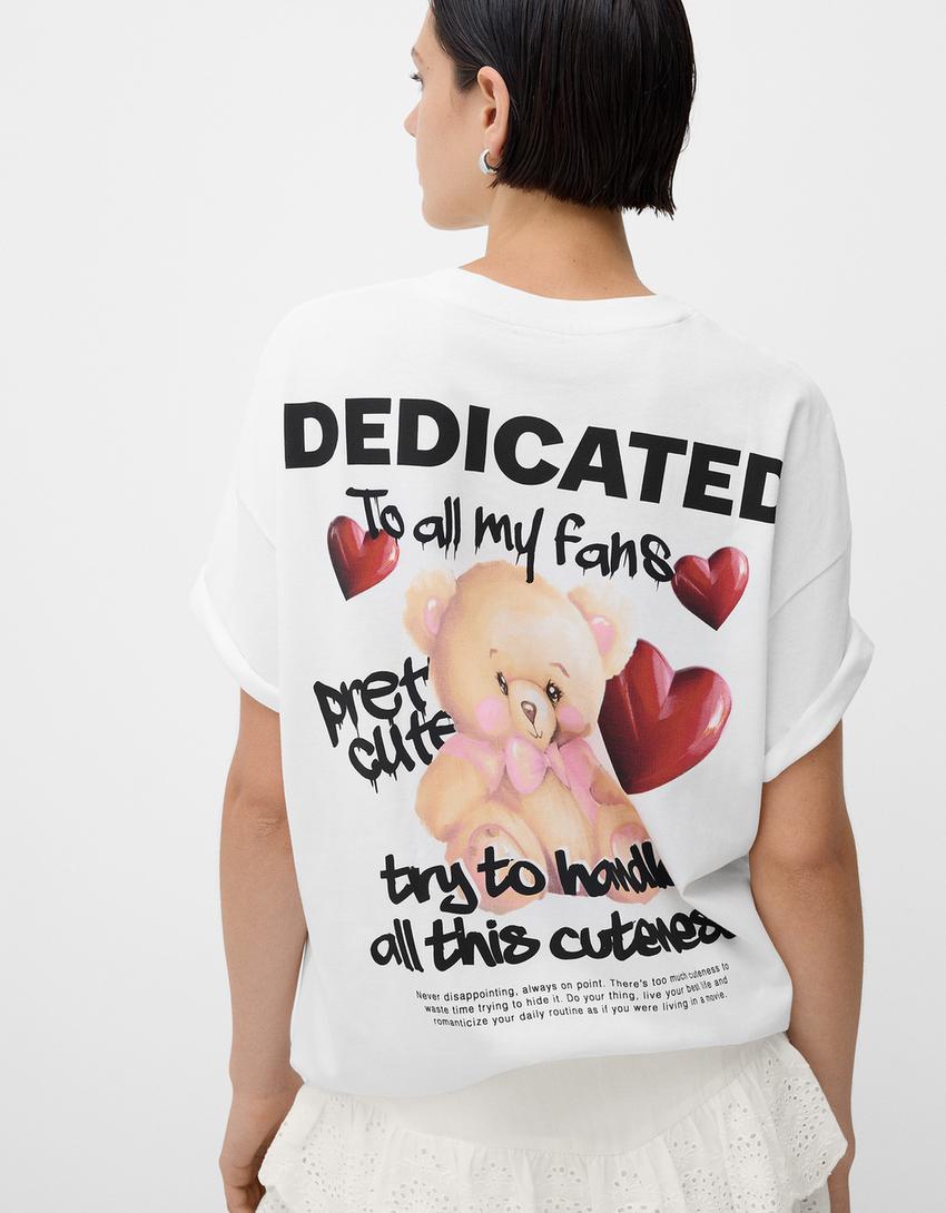 تيشرت فضفاض بطبعة وأكمام قصيرة-أبيض مطفي-6