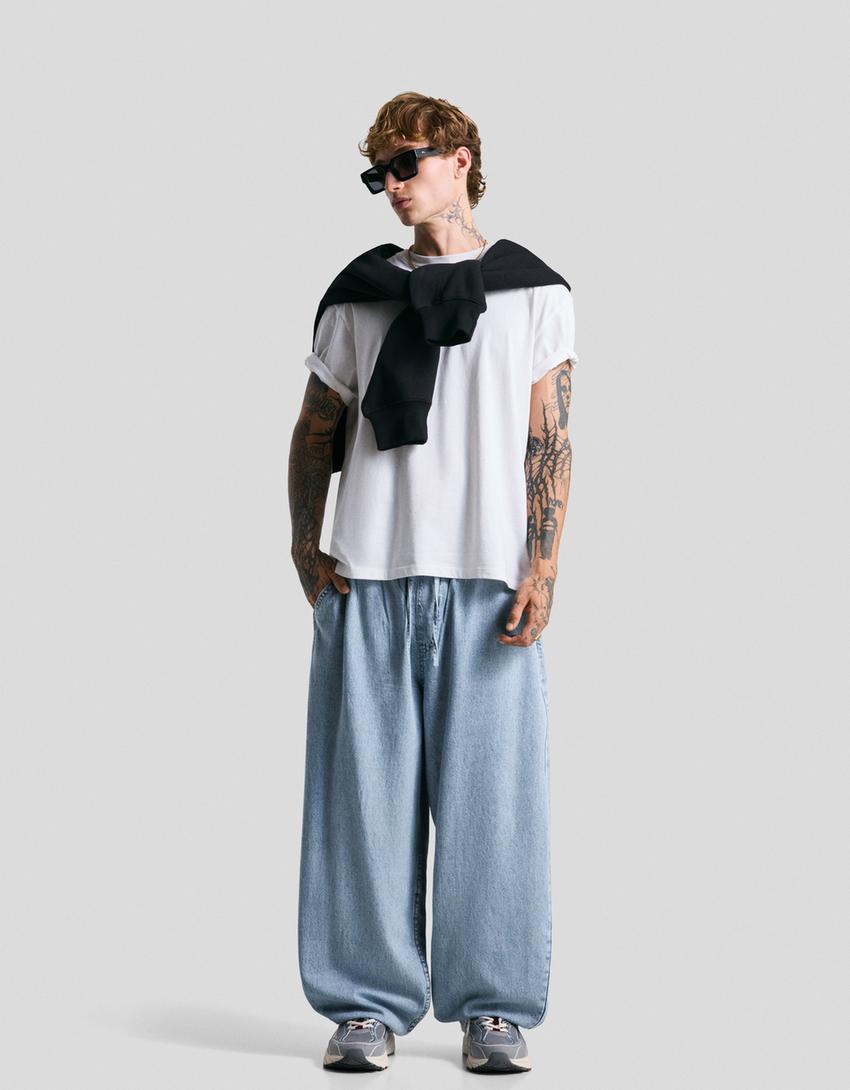 Jeans i joggingstil-Lyseblå
