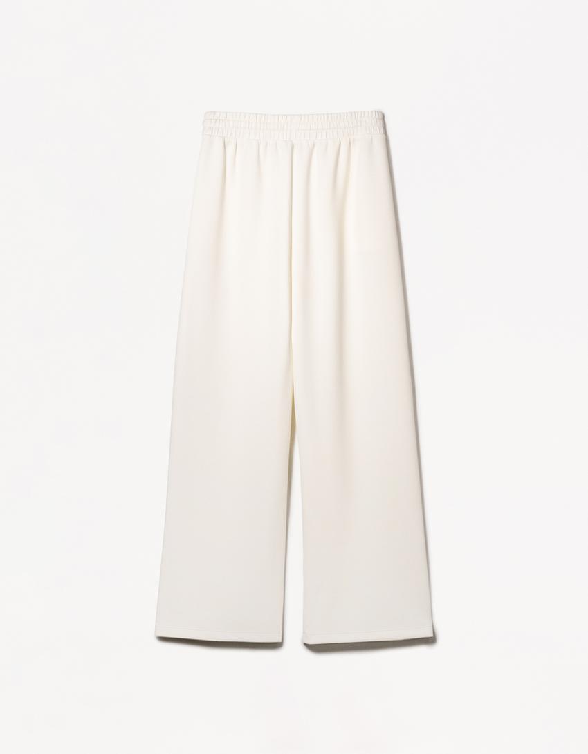 Pantaloni Snoopy wide leg-Avorio-5