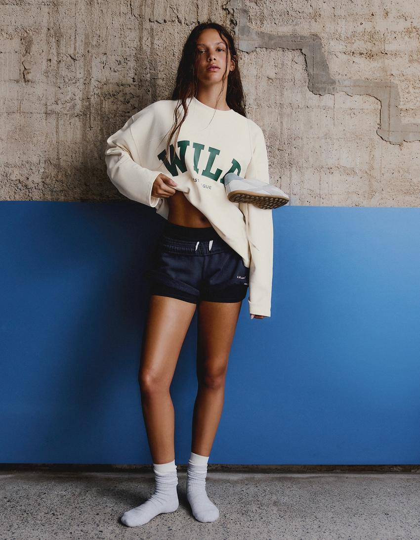 Moletom gola redonda estampado-Off-white