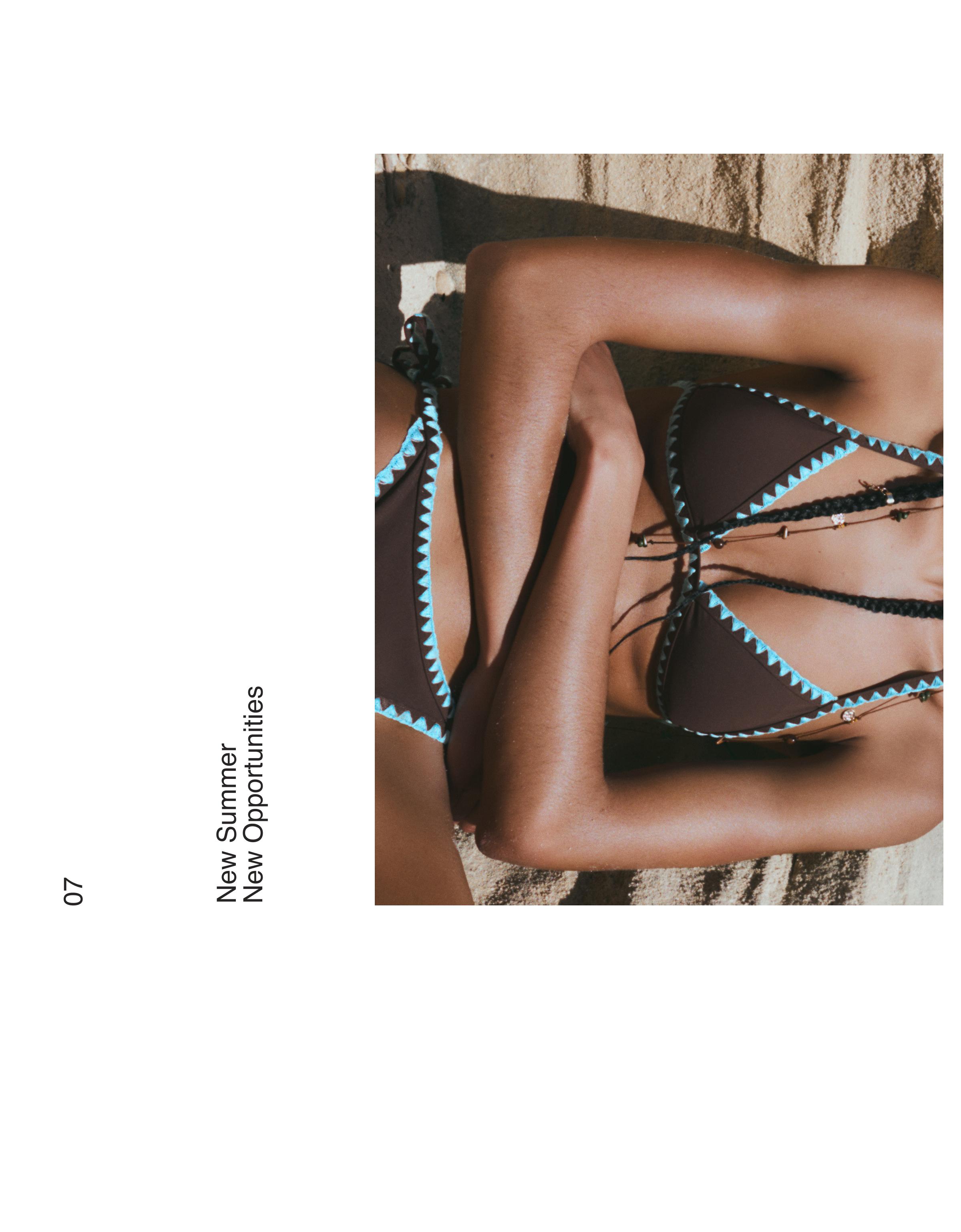 Contrast stitch bikini top — Brown