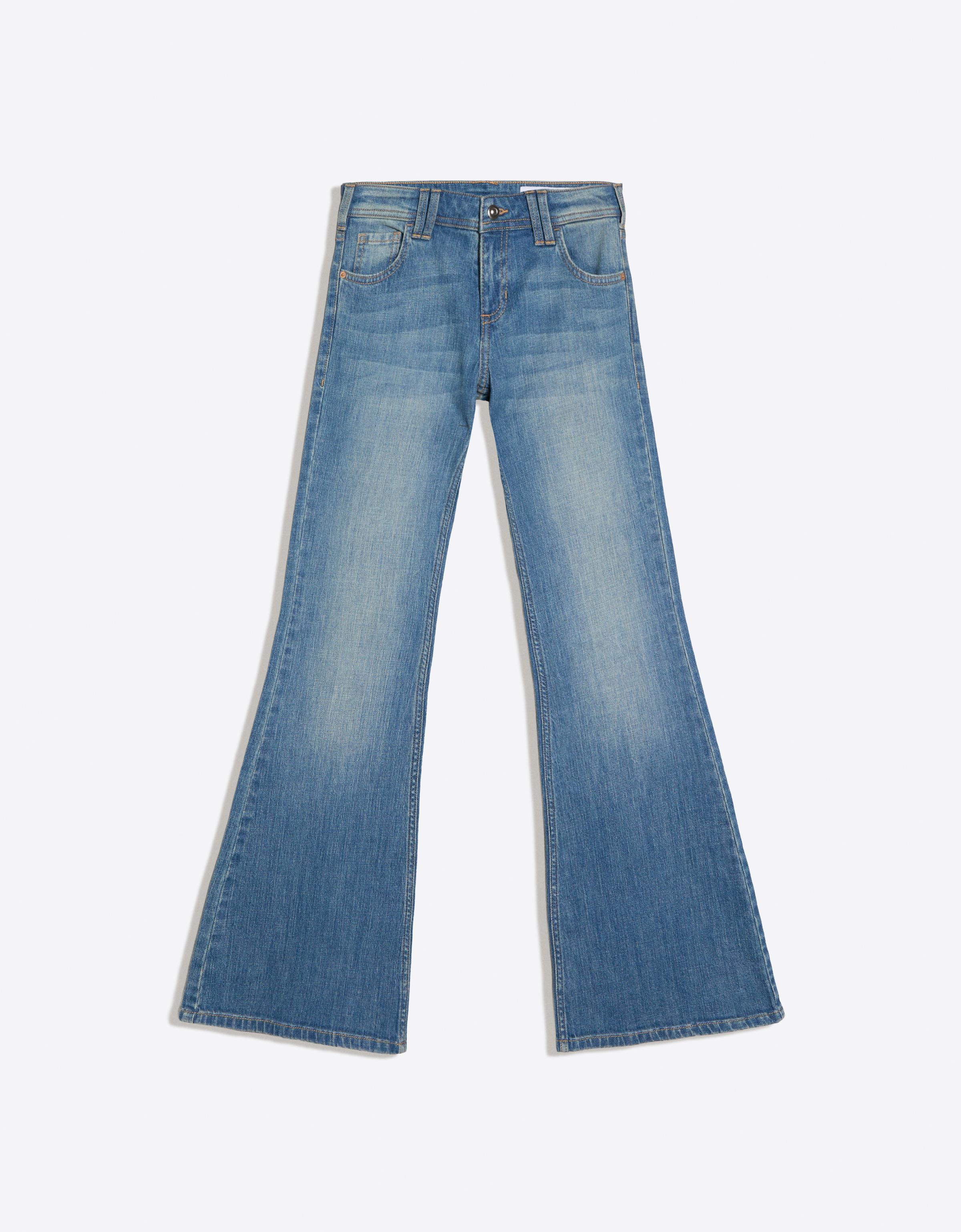 Low-rise embroidered flared jeans — Light blue
