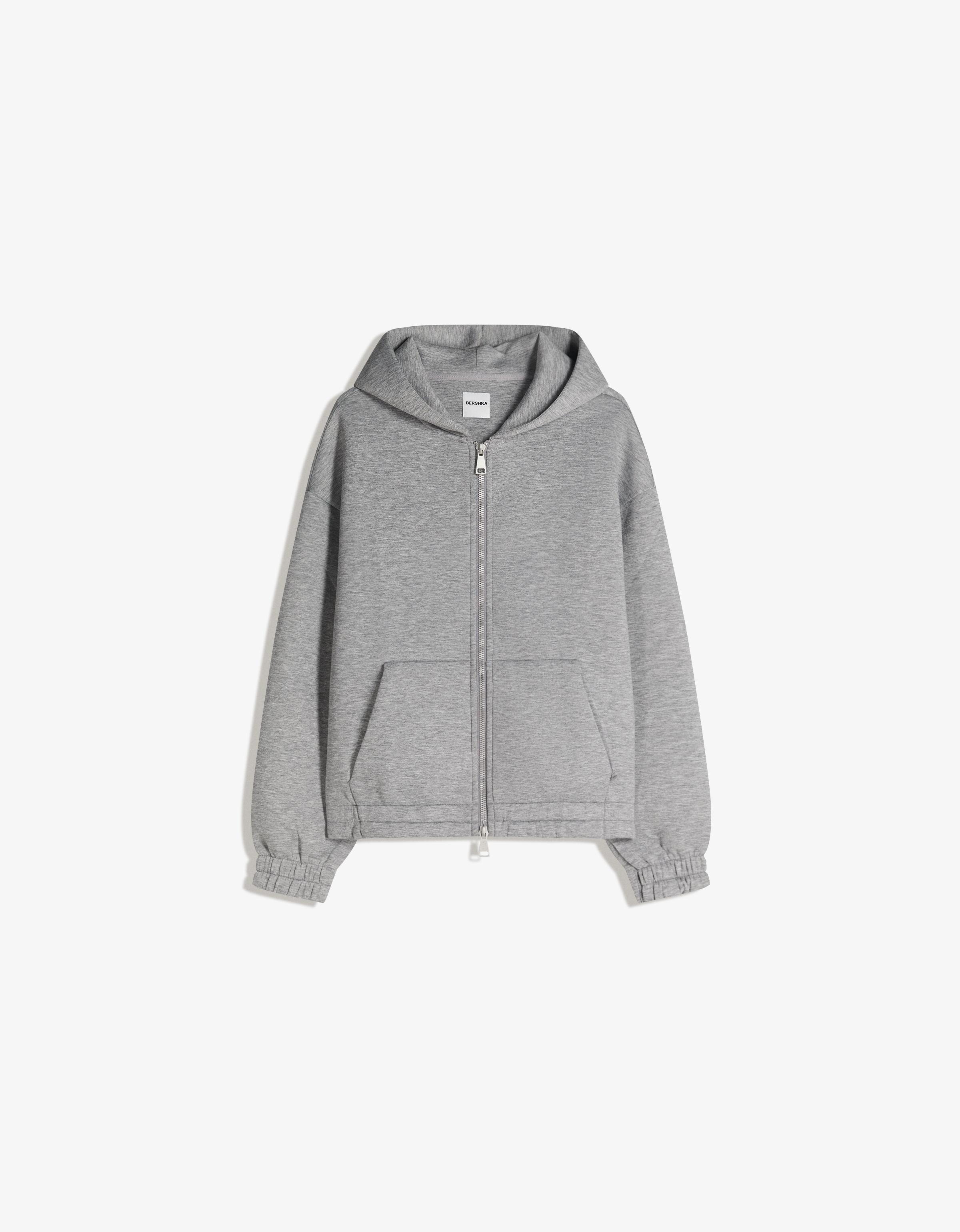 Neoprene effect zip-up hoodie — Grey