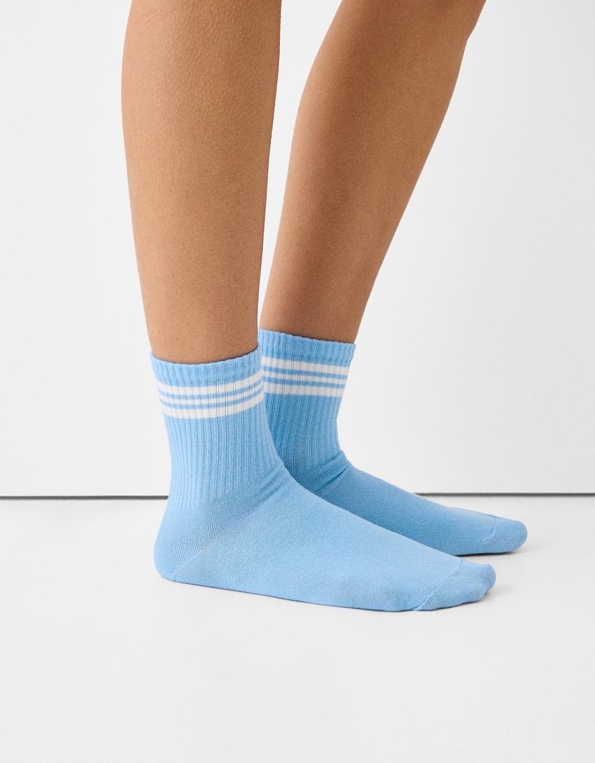 4-pack of stripe print socks-Pink-3