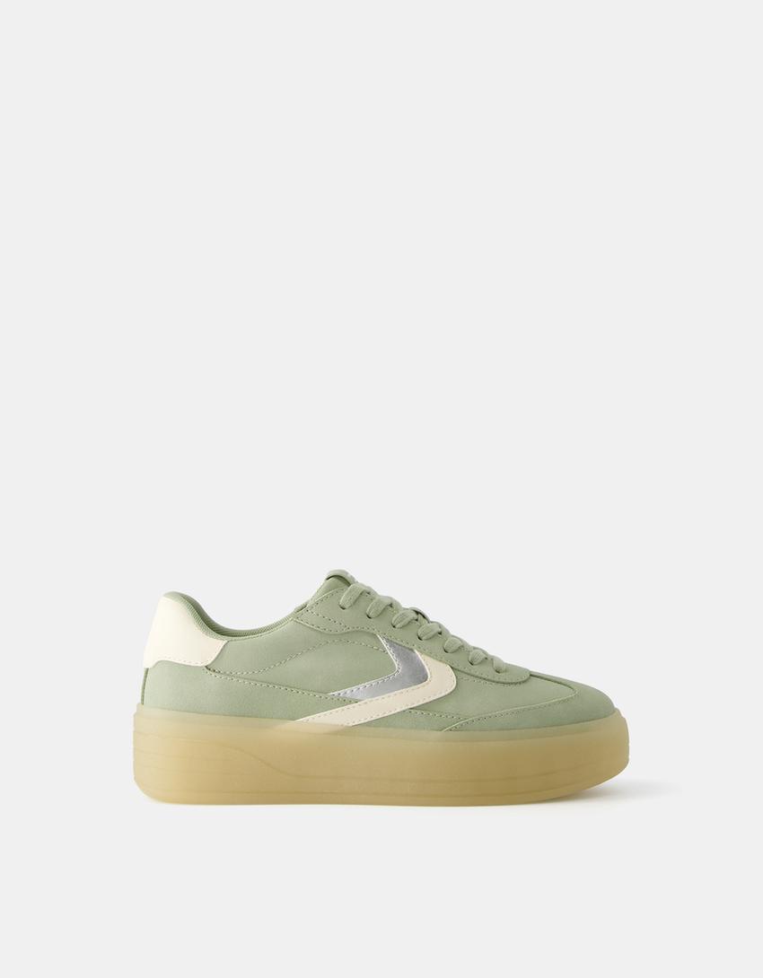 Sneakers rétro plateforme-Vert