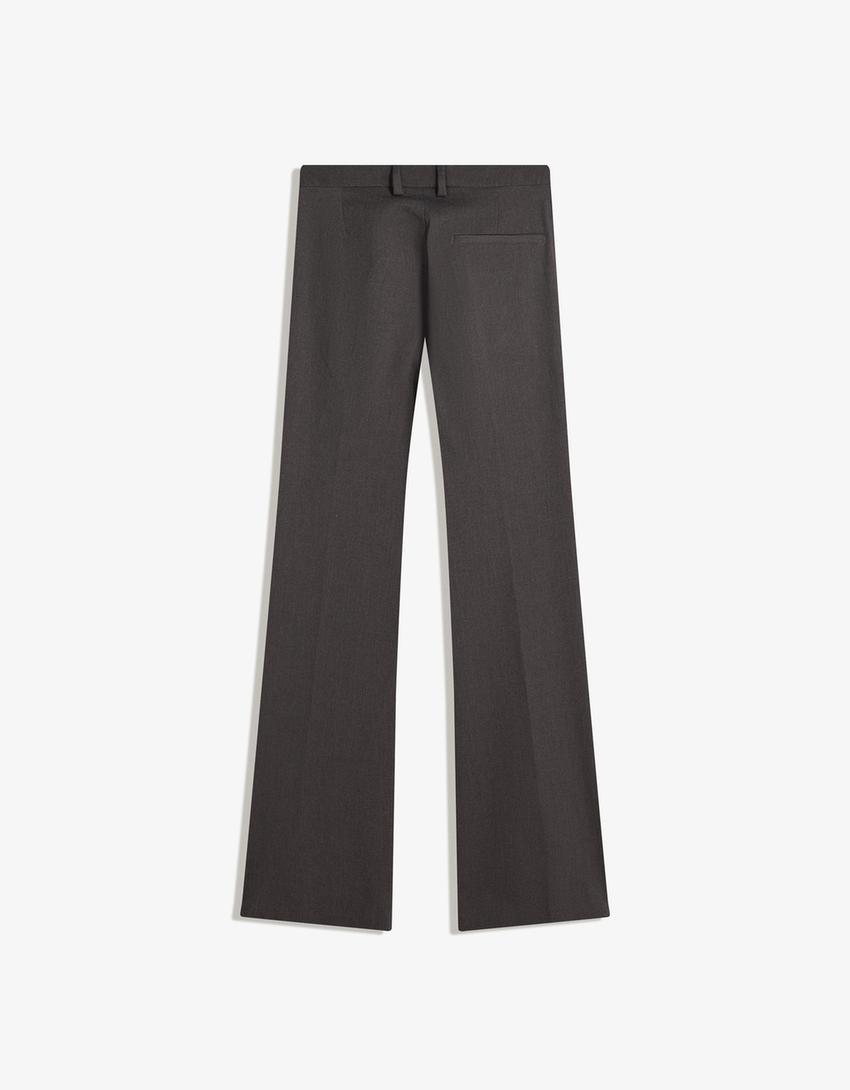Bootcut-Hose mit tiefem Bund-Grau-4