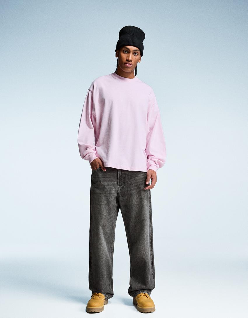 Jeans baggy-Cinzento-escuro